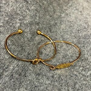 2 gold plated dainty stacking bracelets